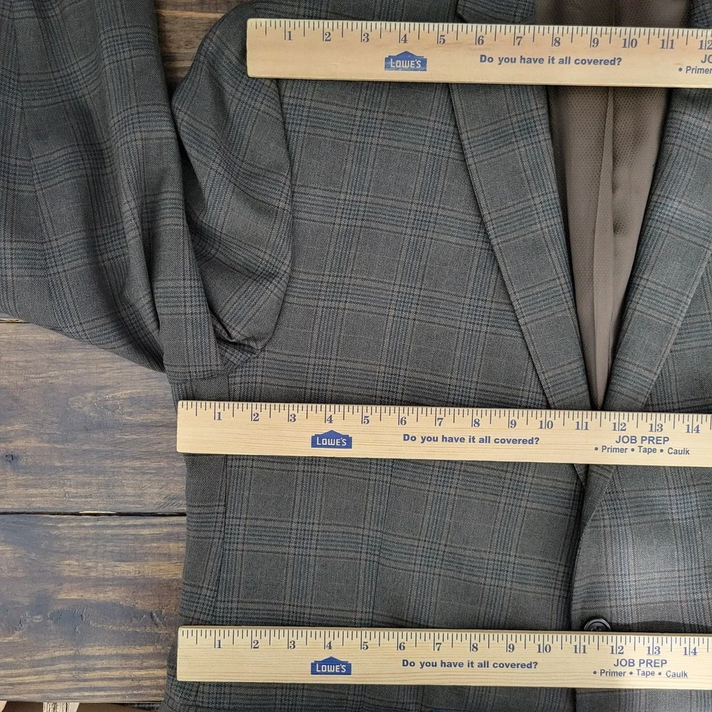 Michael Kors Men's Sport Coat Blazer Two Button Olive Brown Plaid Poly Rayon 48R